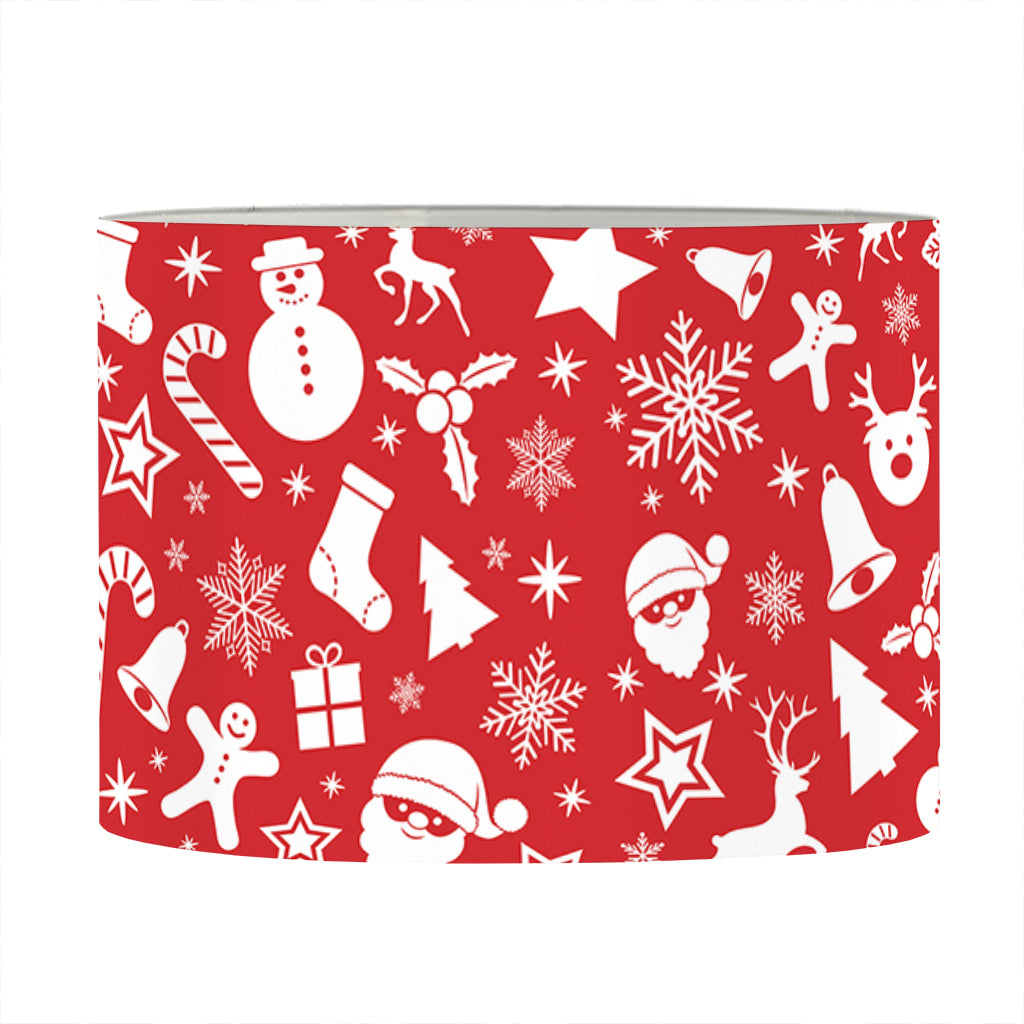 Merry Christmas Elements Pattern Print Drum Lamp Shade