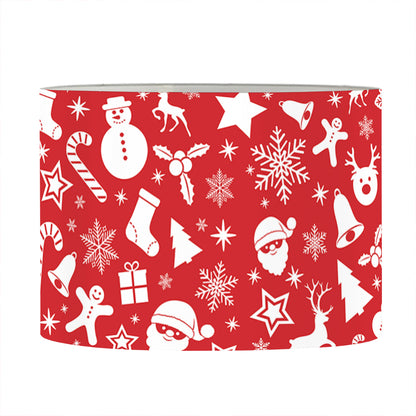 Merry Christmas Elements Pattern Print Drum Lamp Shade