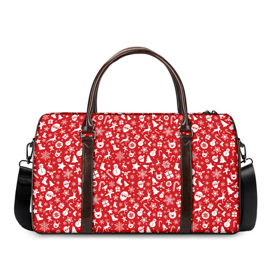 Merry Christmas Elements Pattern Print Duffle Bag