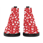 Merry Christmas Elements Pattern Print Flat Ankle Boots