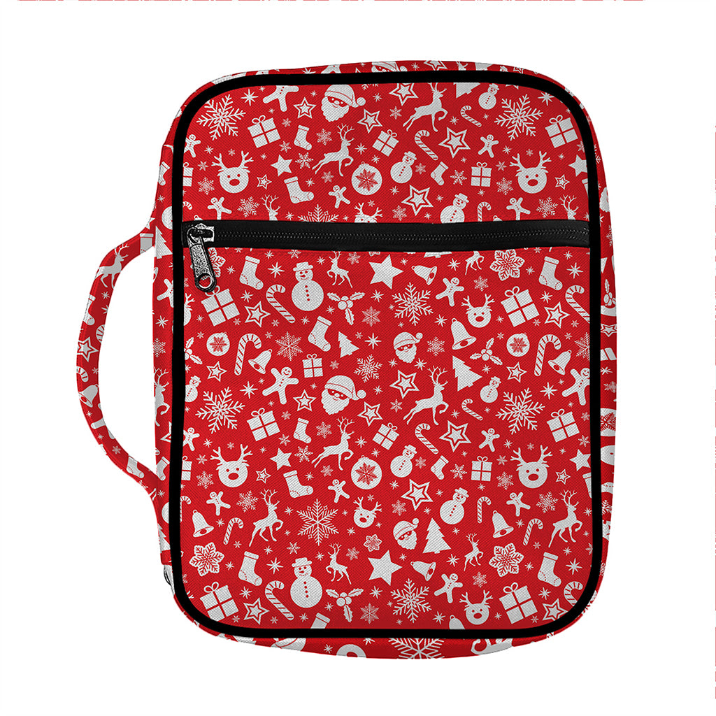 Merry Christmas Elements Pattern Print Front Pocket Bible Bag