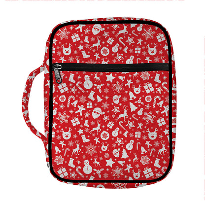 Merry Christmas Elements Pattern Print Front Pocket Bible Bag