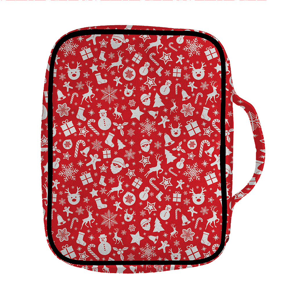Merry Christmas Elements Pattern Print Front Pocket Bible Bag