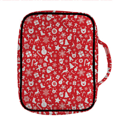 Merry Christmas Elements Pattern Print Front Pocket Bible Bag