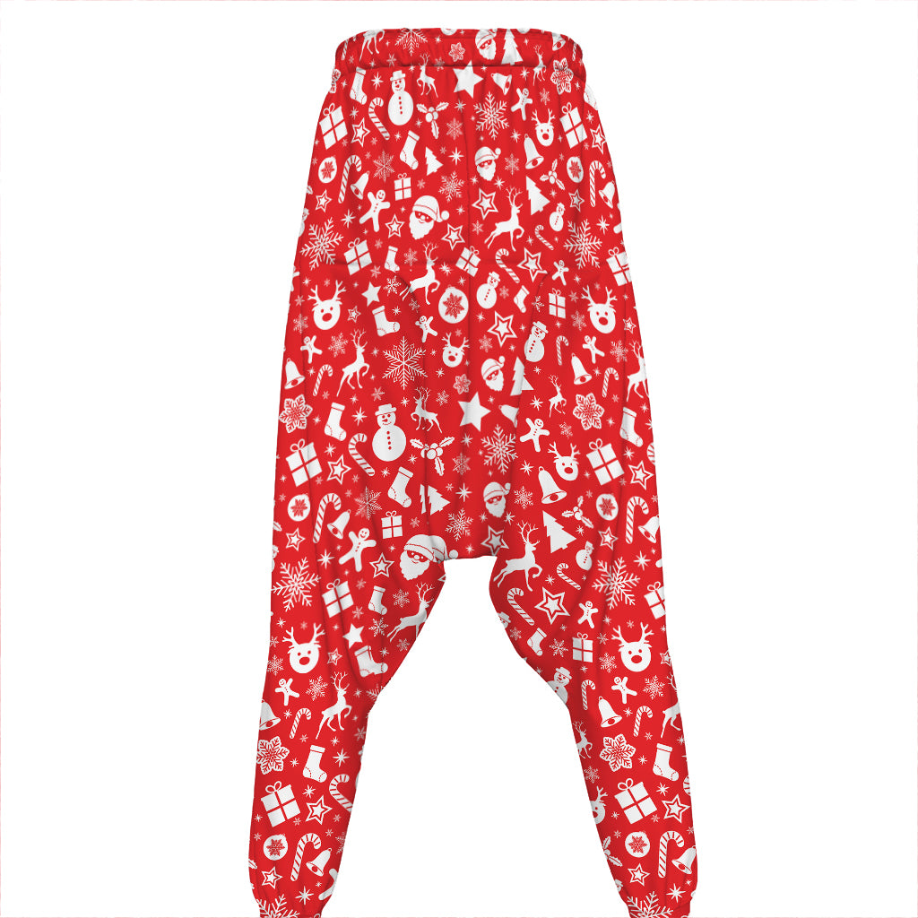 Merry Christmas Elements Pattern Print Hammer Pants