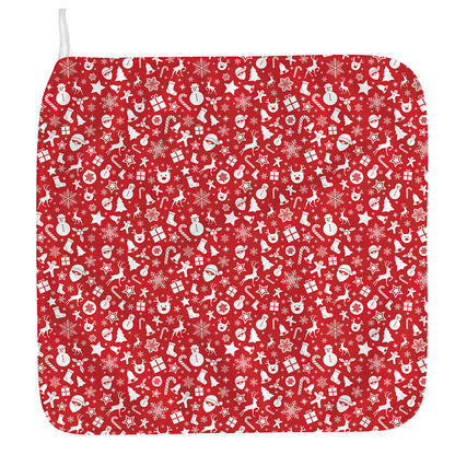 Merry Christmas Elements Pattern Print Hand Towel