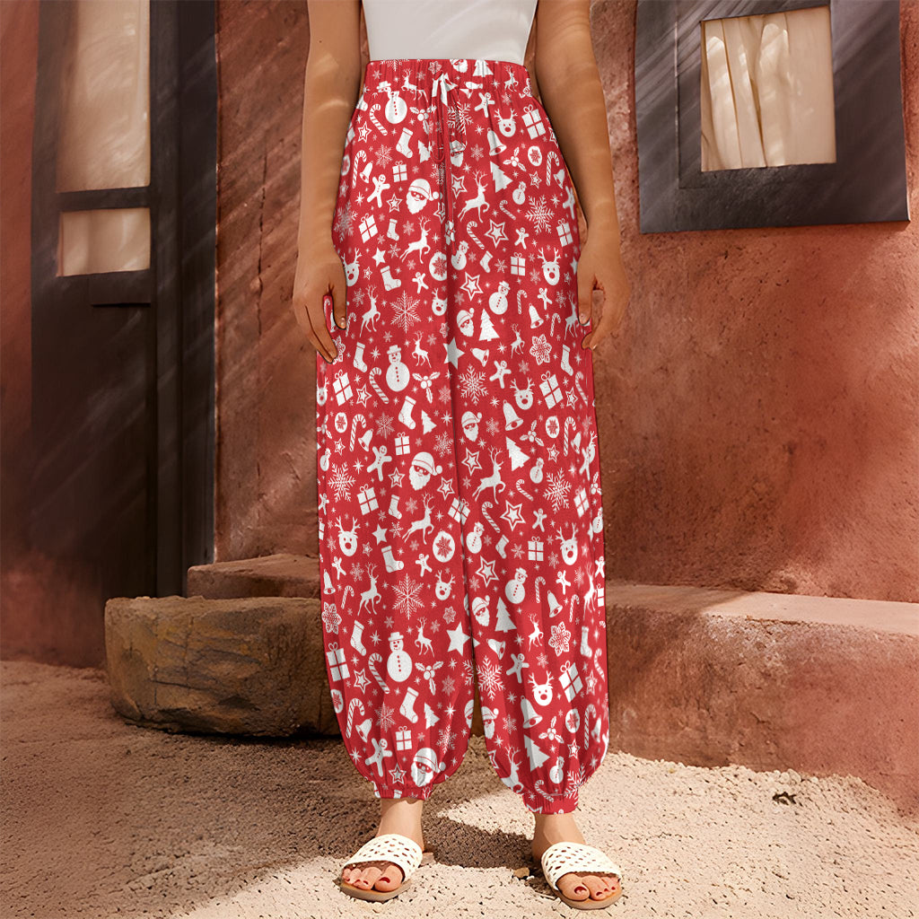 Merry Christmas Elements Pattern Print Harem Pants