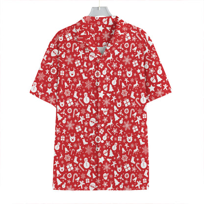 Merry Christmas Elements Pattern Print Hawaiian Shirt
