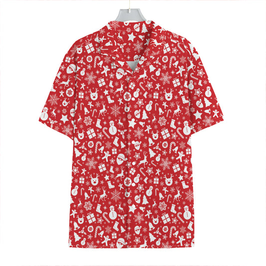 Merry Christmas Elements Pattern Print Hawaiian Shirt