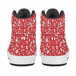 Merry Christmas Elements Pattern Print High Top Leather Sneakers