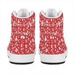 Merry Christmas Elements Pattern Print High Top Leather Sneakers