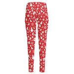 Merry Christmas Elements Pattern Print High-Waisted Pocket Leggings