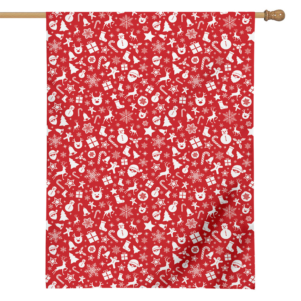 Merry Christmas Elements Pattern Print House Flag