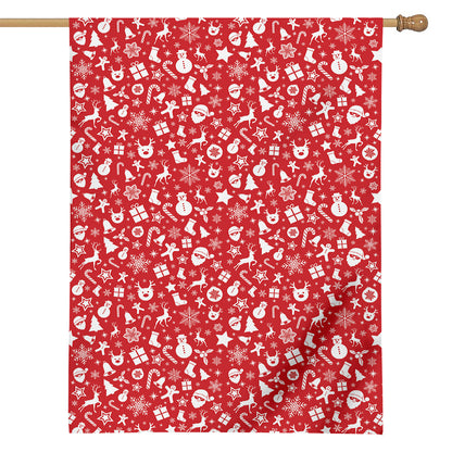 Merry Christmas Elements Pattern Print House Flag
