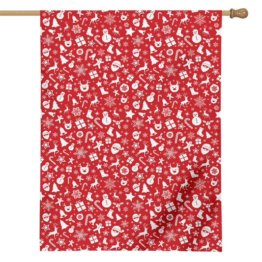Merry Christmas Elements Pattern Print House Flag
