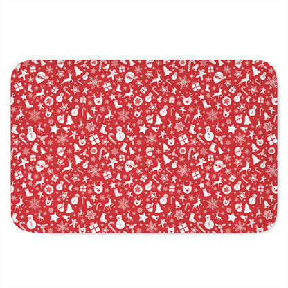 Merry Christmas Elements Pattern Print Indoor Door Mat