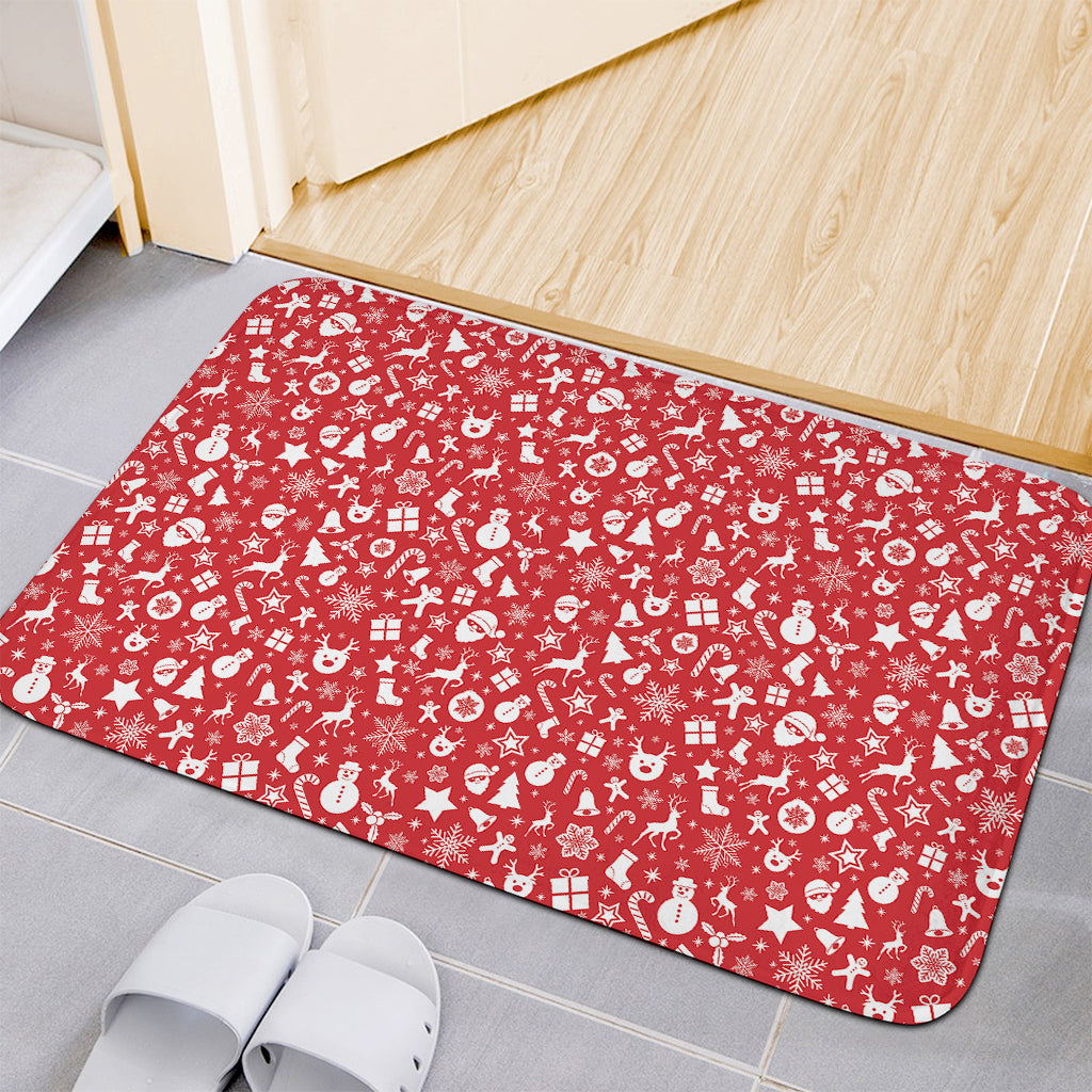 Merry Christmas Elements Pattern Print Indoor Door Mat