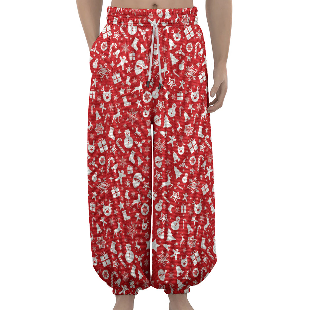 Merry Christmas Elements Pattern Print Lantern Pants