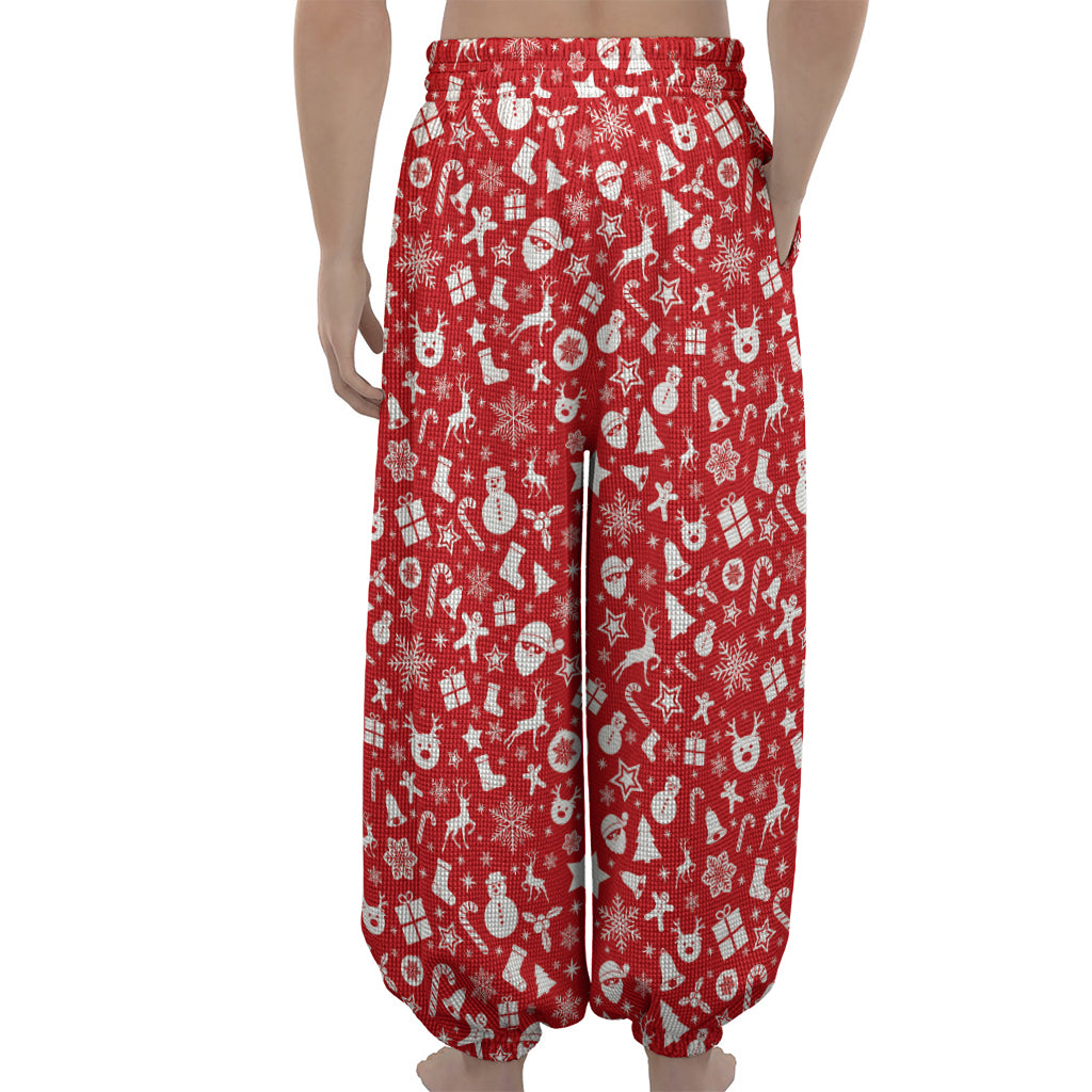 Merry Christmas Elements Pattern Print Lantern Pants