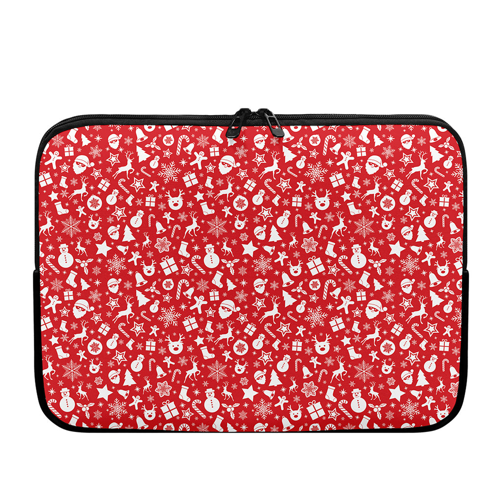 Merry Christmas Elements Pattern Print Laptop Sleeve