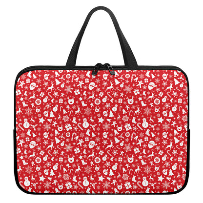 Merry Christmas Elements Pattern Print Laptop Sleeve With Handle