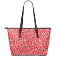 Merry Christmas Elements Pattern Print Leather Tote Bag With Zipper