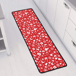 Merry Christmas Elements Pattern Print Long Kitchen Mat
