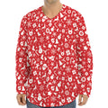 Merry Christmas Elements Pattern Print Long Sleeve Baseball Jersey