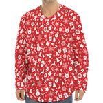 Merry Christmas Elements Pattern Print Long Sleeve Baseball Jersey
