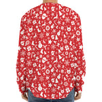 Merry Christmas Elements Pattern Print Long Sleeve Baseball Jersey