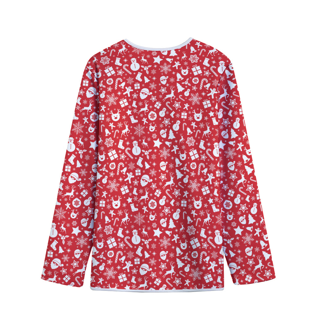 Merry Christmas Elements Pattern Print Long Sleeve Short Coat