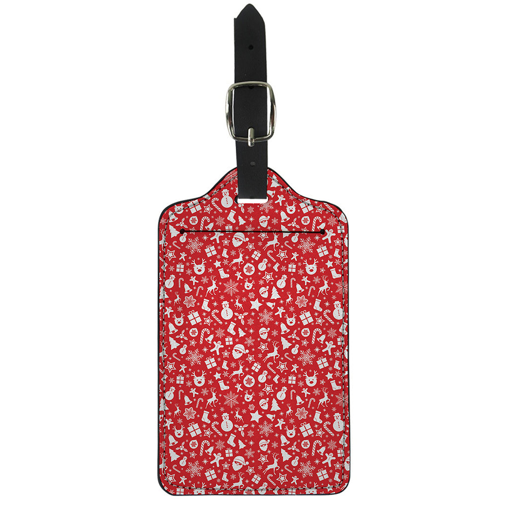 Merry Christmas Elements Pattern Print Luggage Tag