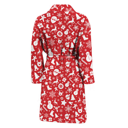 Merry Christmas Elements Pattern Print Men's Bathrobe