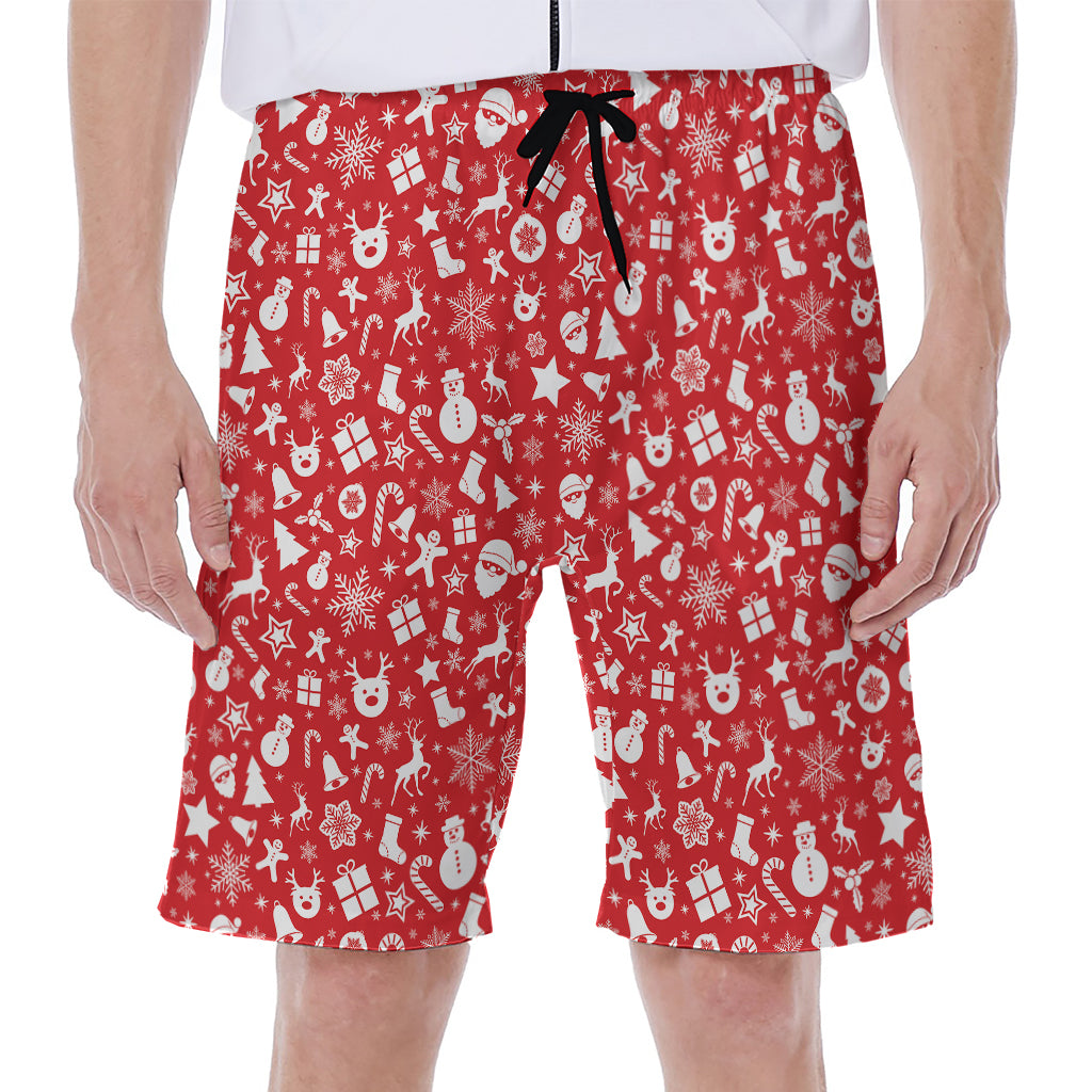Merry Christmas Elements Pattern Print Men's Beach Shorts