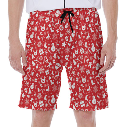 Merry Christmas Elements Pattern Print Men's Beach Shorts