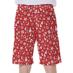 Merry Christmas Elements Pattern Print Men's Beach Shorts
