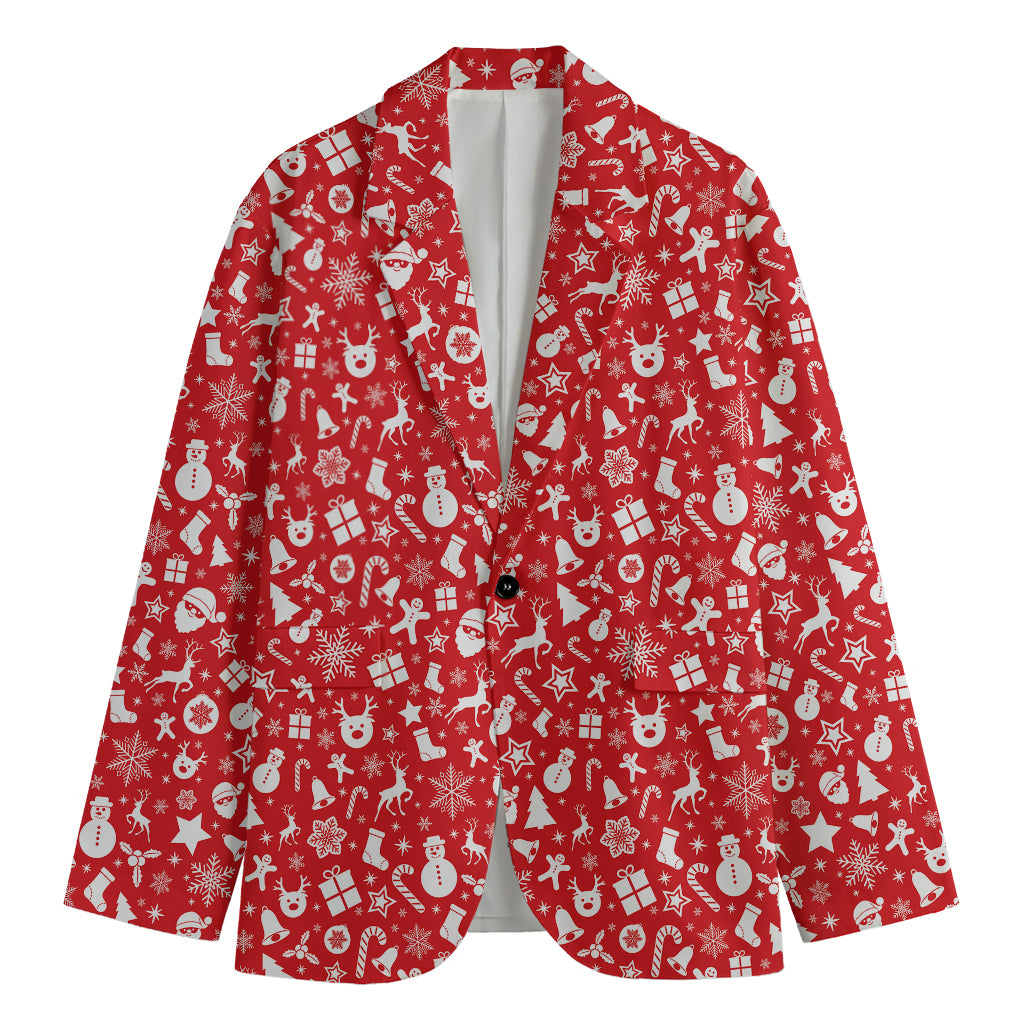 Merry Christmas Elements Pattern Print Men's Blazer