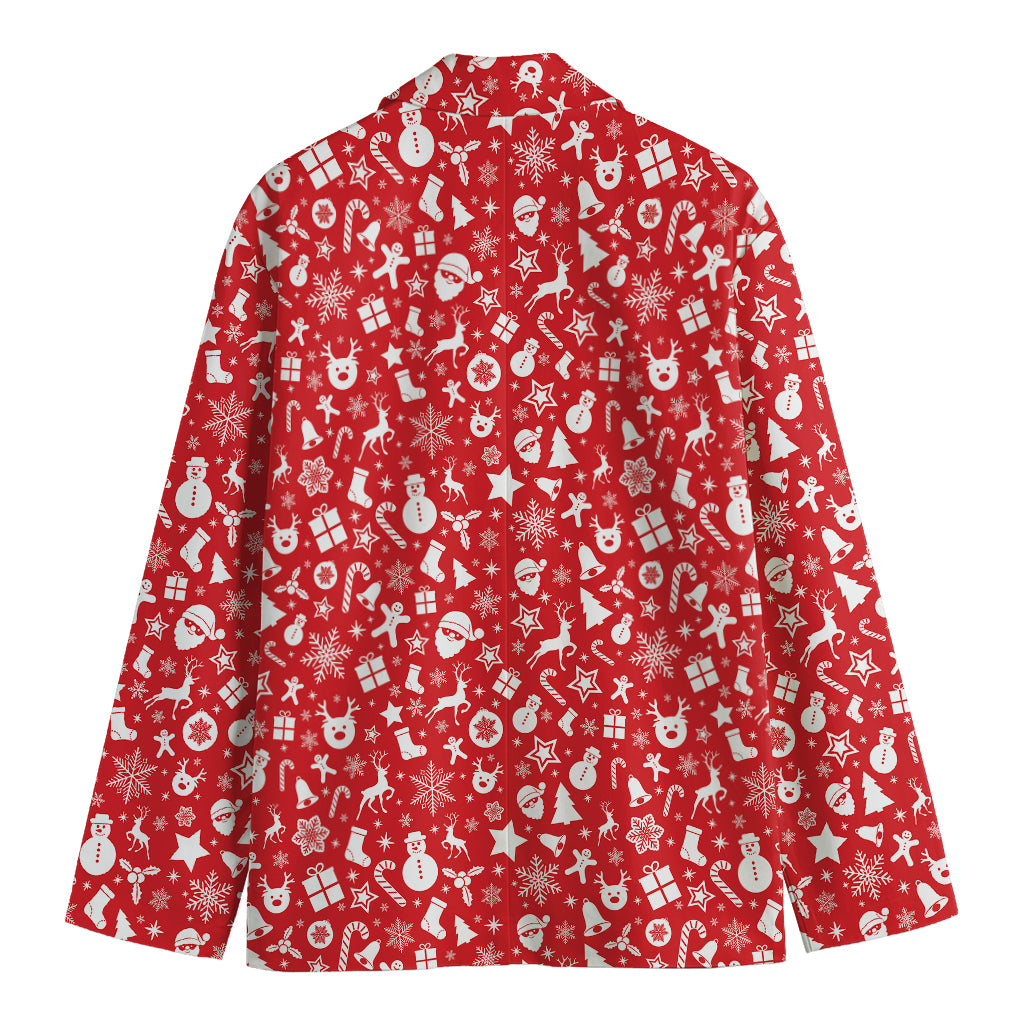 Merry Christmas Elements Pattern Print Men's Blazer