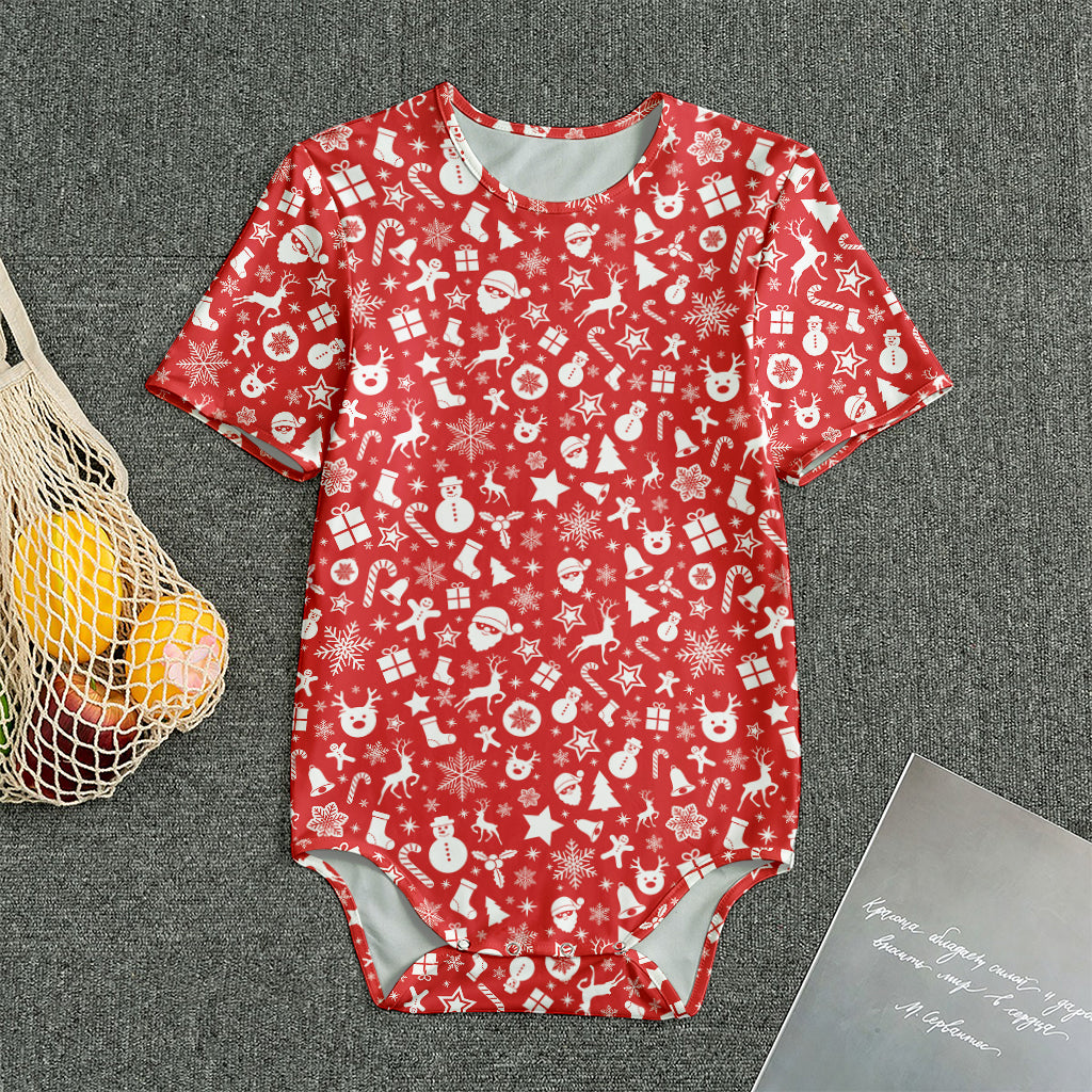 Merry Christmas Elements Pattern Print Men's Bodysuit