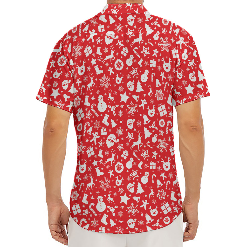 Merry Christmas Elements Pattern Print Men's Deep V-Neck Shirt