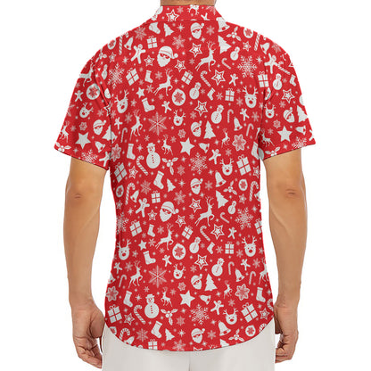 Merry Christmas Elements Pattern Print Men's Deep V-Neck Shirt
