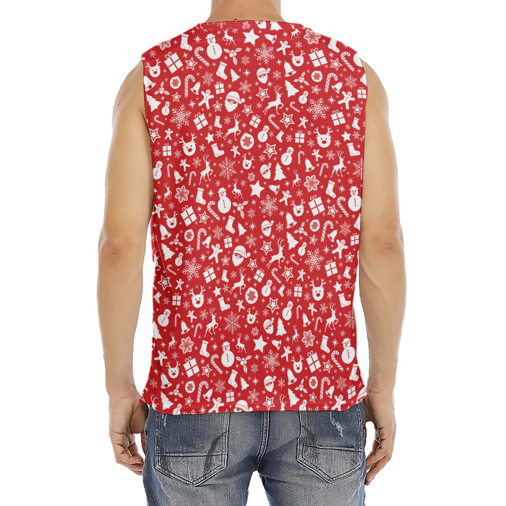 Merry Christmas Elements Pattern Print Men's Fitness Tank Top