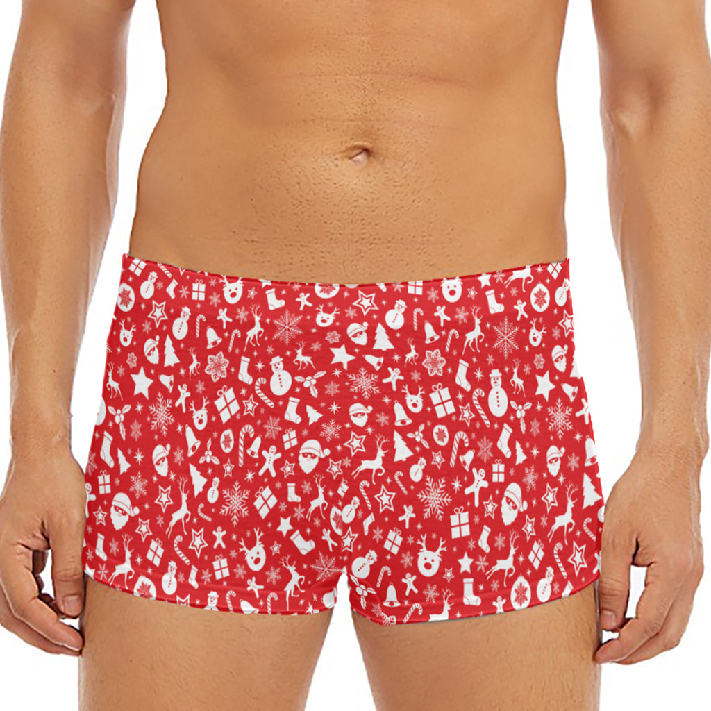 Merry Christmas Elements Pattern Print Men's Short Boxer Briefs