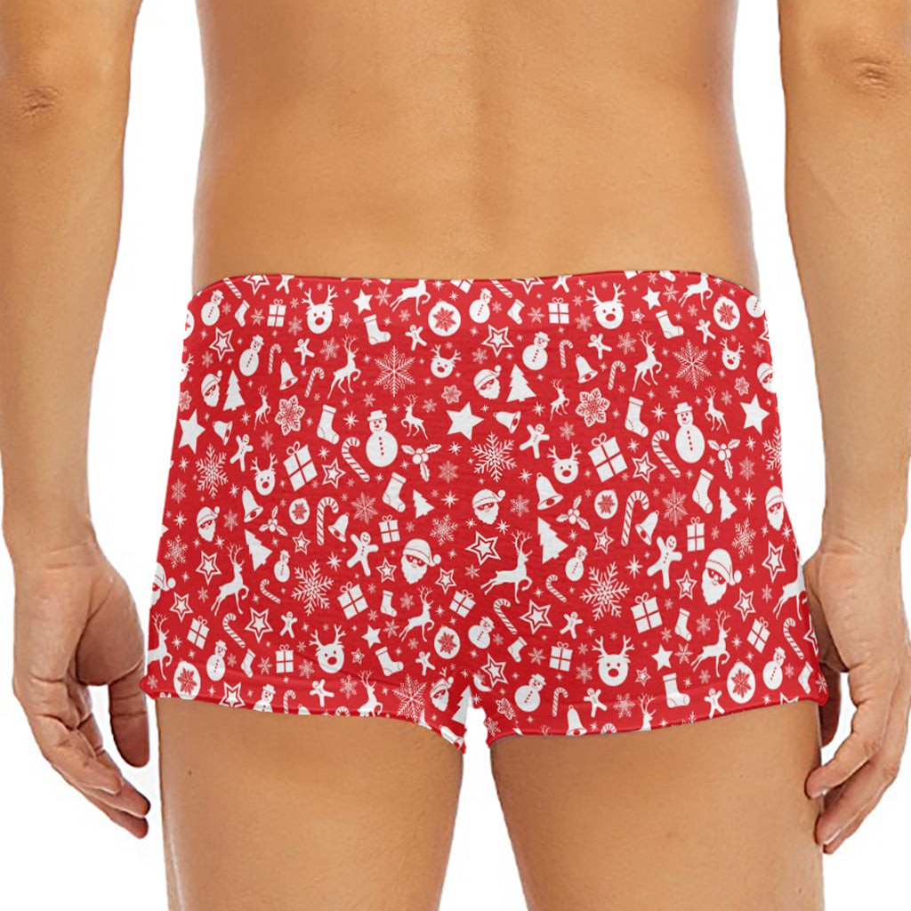 Merry Christmas Elements Pattern Print Men's Short Boxer Briefs