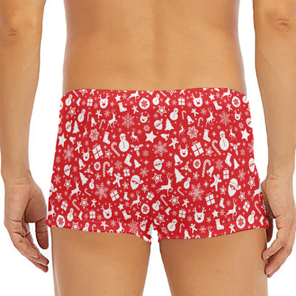 Merry Christmas Elements Pattern Print Men's Short Boxer Briefs