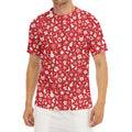 Merry Christmas Elements Pattern Print Men's Short Sleeve Rash Guard