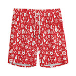 Merry Christmas Elements Pattern Print Men's Sports Shorts