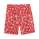 Merry Christmas Elements Pattern Print Men's Sports Shorts