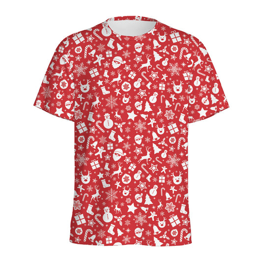 Merry Christmas Elements Pattern Print Men's Sports T-Shirt