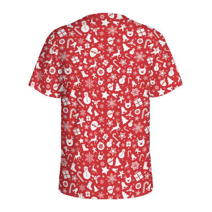 Merry Christmas Elements Pattern Print Men's Sports T-Shirt